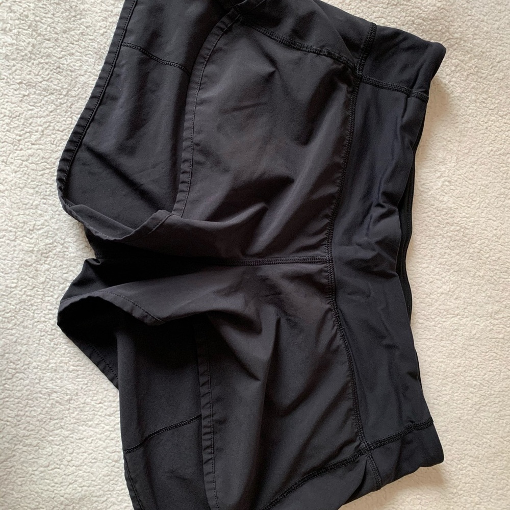 Solid black lulu active shorts